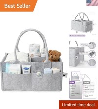 Baby Diaper Caddy Organizer, Gray, Medium Nursery Storage Bin and Car Organ...
