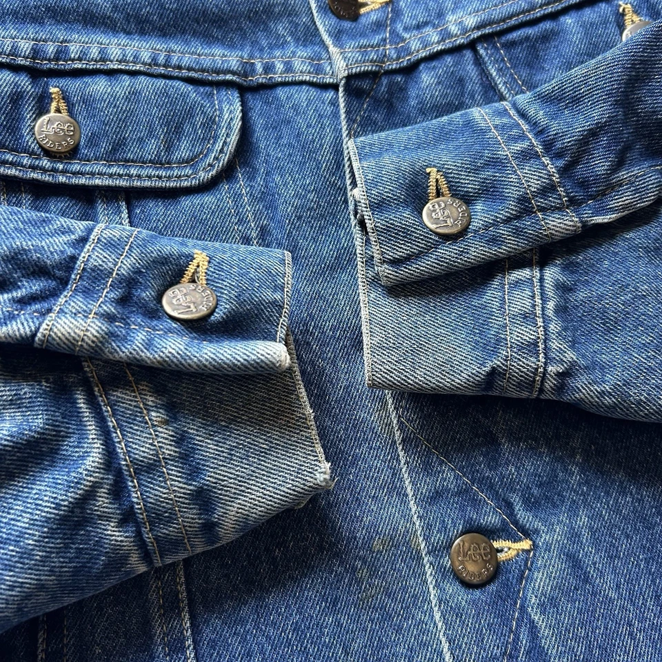 Vintage Lee Storm Rider Blanket Lined Denim Jacket Sz L - Image 4 of 4