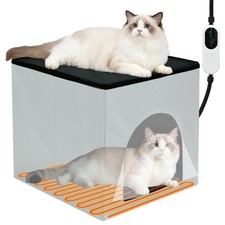 Heated Cat House for Indoor/Outdoor, Foldable Heated Cat House with Heating P...
