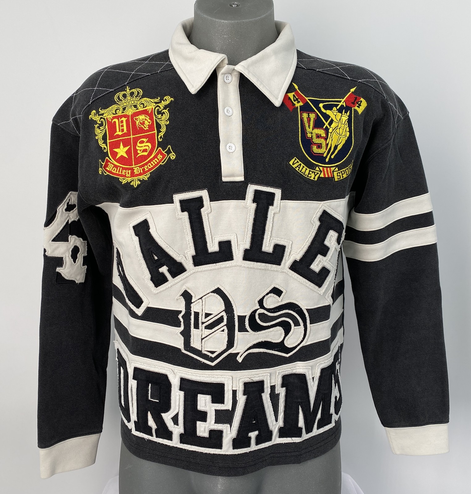 Vale Forever Mens T-Shirt Black/Multi Size S Valley Dreams Rugby Long Sleeve