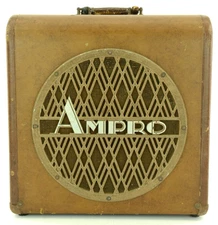 Vintage Ampro Amprosound Speaker Cabinet W/ Reel & Speaker Cable - 1950s