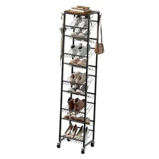 10 Tier Rotating Vertical Shoe Rack Tower, Wooden 10-tier(13.9 × 11.2 × 65.4)