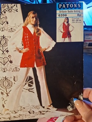 Vintage: Patons 6396 Häkel ärmellose Jacke, 33-38 inches / 84-96 cm, DK