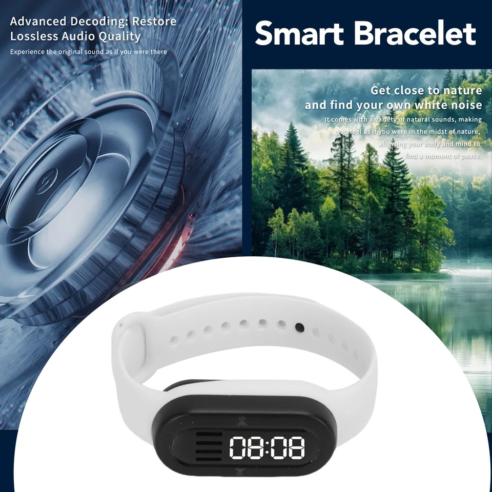 White )Smart Bracelet With Speaker MP3 Player LED Digital Display Wa ↑ - Image 4 of 4