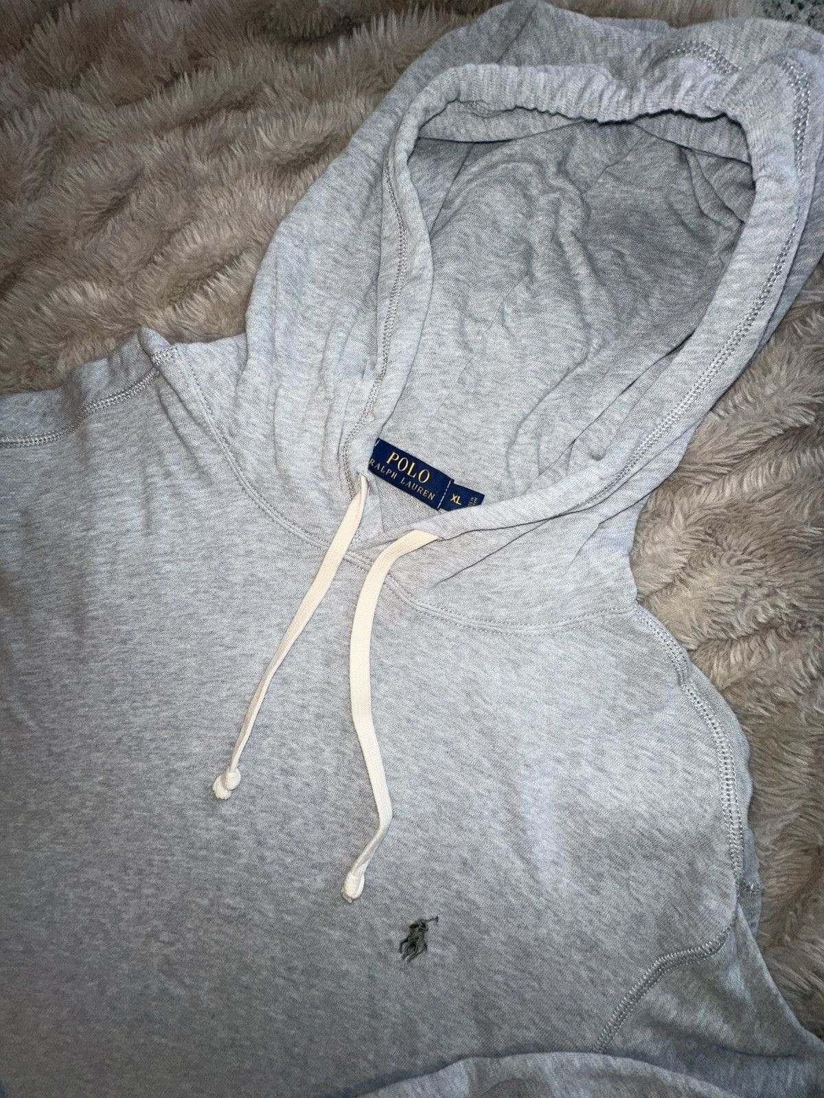 Polo Ralph Lauren camicia uomo XL grigia maglia con cappuccio leggera pony felpa con cappuccio