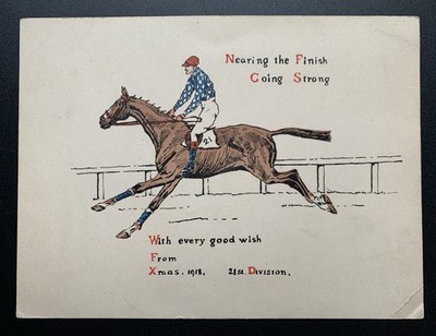 WW1 21st Division Berlin Stakes Soarer David Campbell Ephemera Weihnachtskarte 1918