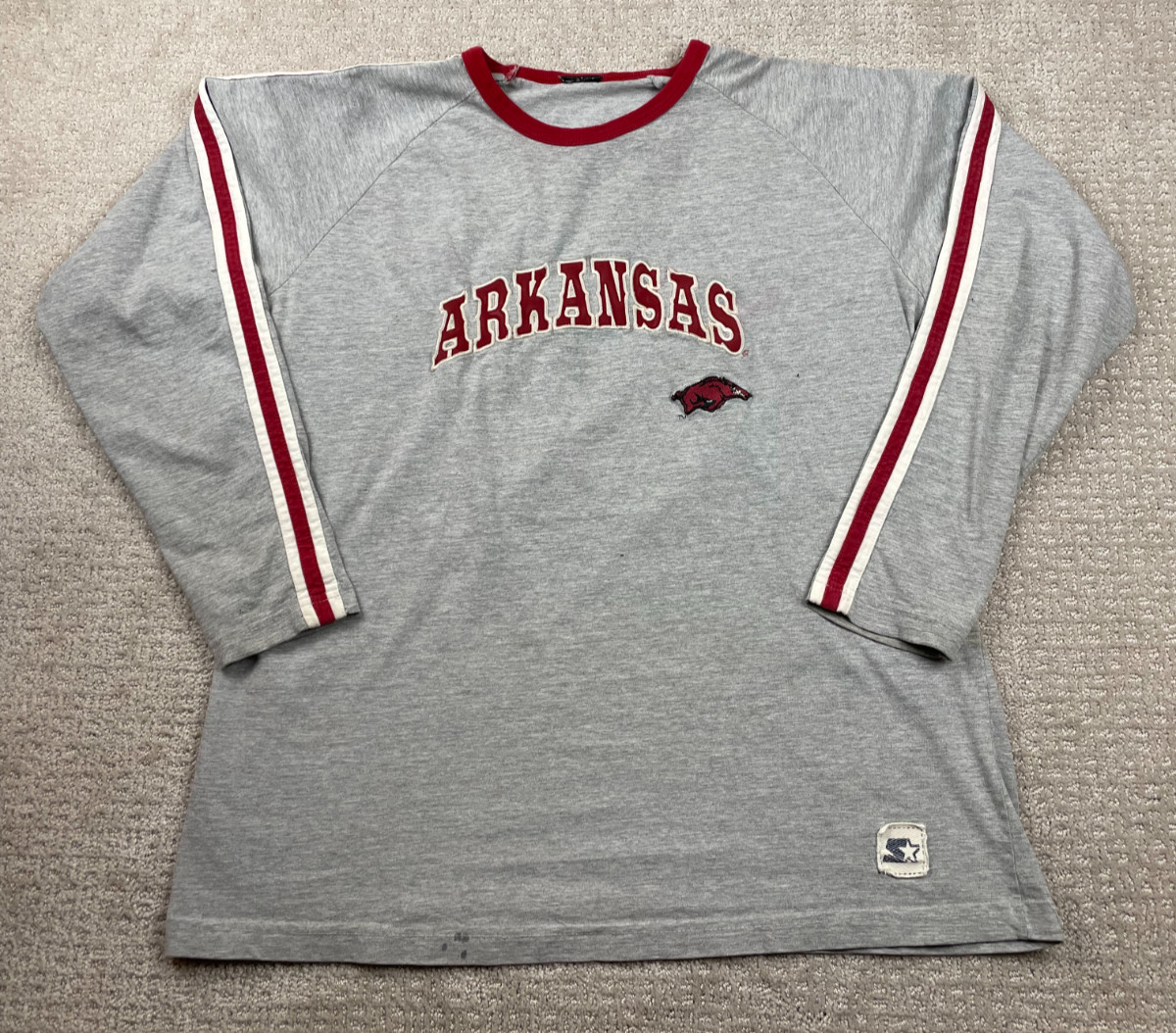 Vintage Arkansas Razorbacks Shirt Fits Mens XL Starter Long Sleeve Crewneck Logo