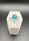 RING BOMB PARTY Size 7 Silver Tone Ring Teal Blue / Clear Stones — photo 1