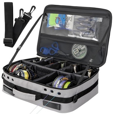 Waterproof Fishing Reel Case with Shockproof Compartments for 12 Reels/24 Spools