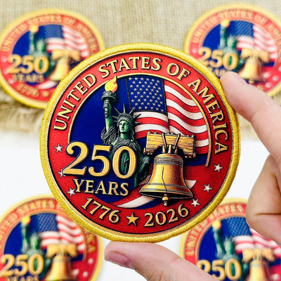 250 Years of America Patch - USA 1776 2026 Hybrid Printed & Embroidered Border