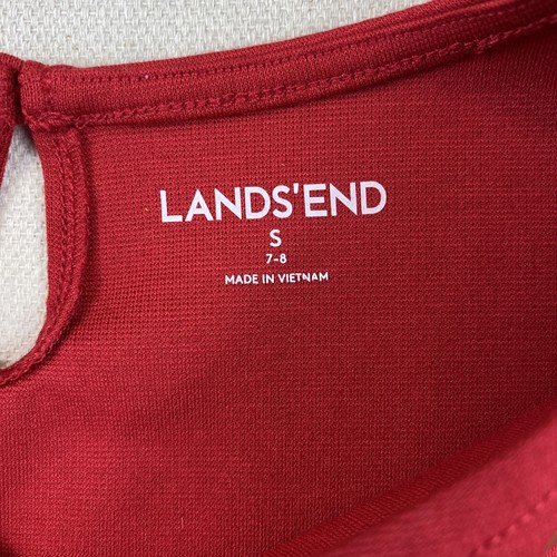 Lands End Girls Sleeveless Spring Casual Dress Size S (7-8) Red Polkdot Stars - Picture 6 of 10