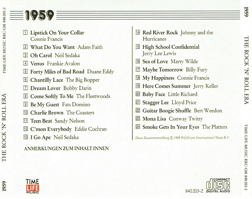 (CD) The Rock 'n Roll Era - 1959 - Bobby Darin, Frankie Avalon, Neil Sedaka,u.a. - Bild 2 von 2