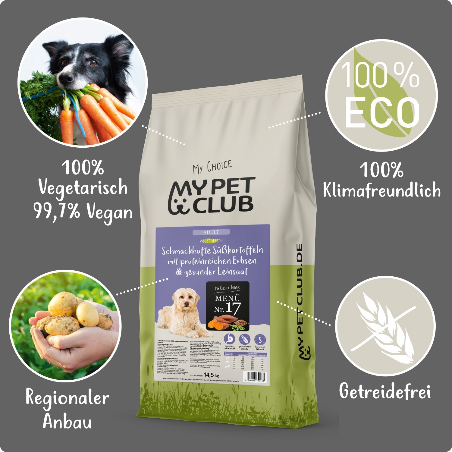 14,5 kg vegan / vegetarisches Hundefutter Süßkartoffel | Sensitiv | Hypoallergen