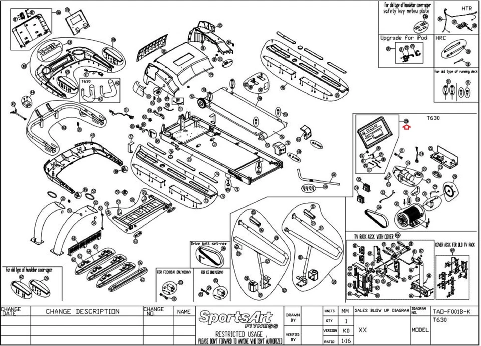 Conjunto de consola de exhibición de cinta de correr SportsArt T630 con accesorio T630-22 Foto 4 de 4