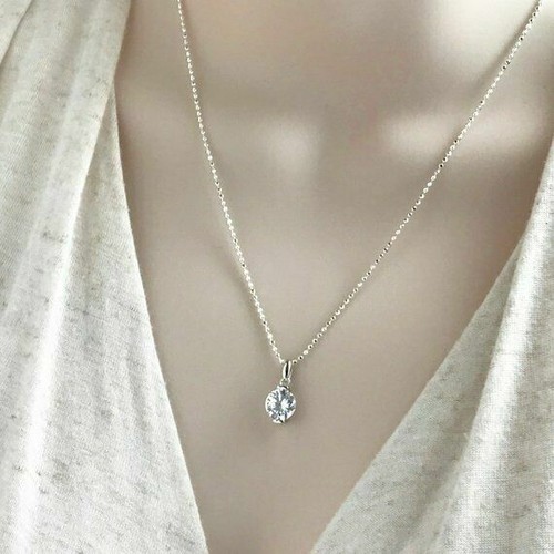 1.20 Ct Round Cut Diamond Simulated Solitaire Pendant Gift 925 Sterling Silver - Picture 2 of 4