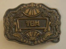 Vtg Oden Belt Buckle Name Tom