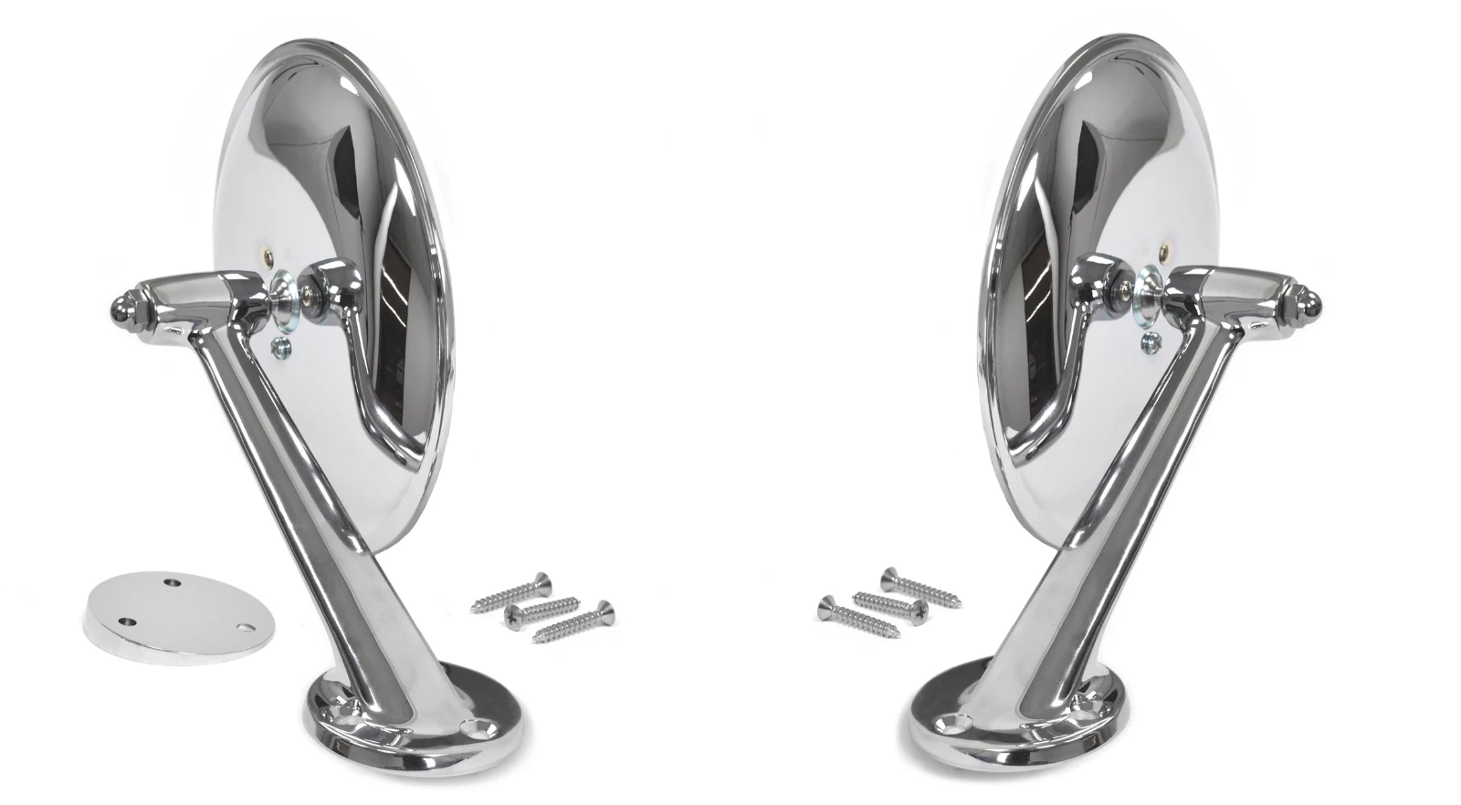 Pair 1961-1967 Ford Econoline Chrome Mirrors 6" Round Rear View Side