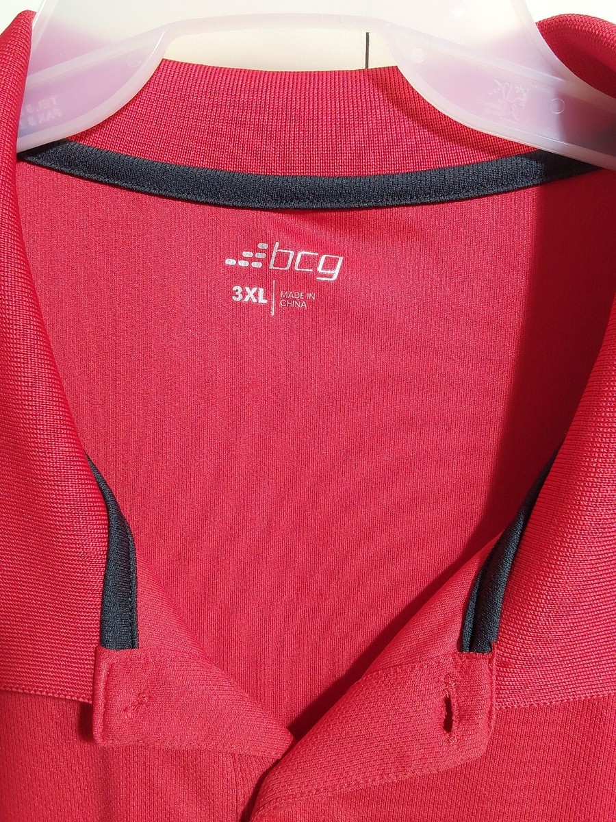 Bcg Sportswear Shirt Mens 3XL Red Short Sleeve/ Bin B