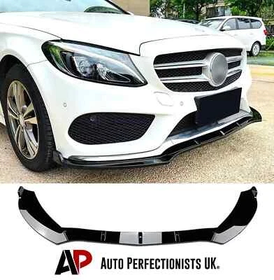 AUTO PERFECTIONISTS UK For Mercedes C Class AMG Line C43 Gloss Black Front Splitter Spoiler W205 C205