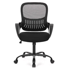 Simple Office Chair with Fixed Armrest, Ergonomic Chair with Small Storage Space