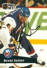 Brent Sutter autographed Hockey Card (New York Islanders) 1991 Pro Set #154