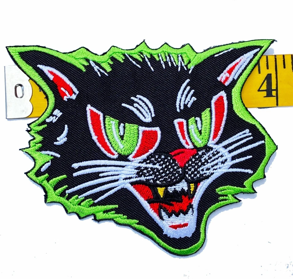 Lot 4 Patches Halloween Black Cat Mystical All Seeing Eye Heart Skull Iron On - Image 3 of 4
