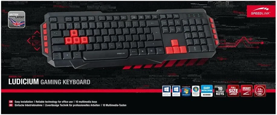 Speedlink LUDICIUM Kabelgebunden Gaming Tastatur USB Keyboard Schwarz UK Layout - Bild 3 von 4