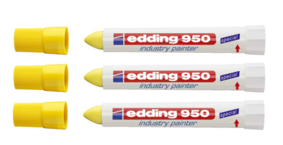 3 x Edding 950 industry painter Spezialmarker permanent Strichstärke 10mm gelb