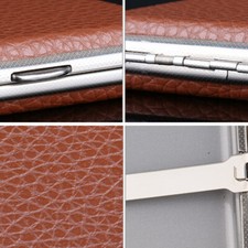 Similpelle Metallo Portasigarette Uomo Tabacco Porta Scatola Classico 3.8 3.6