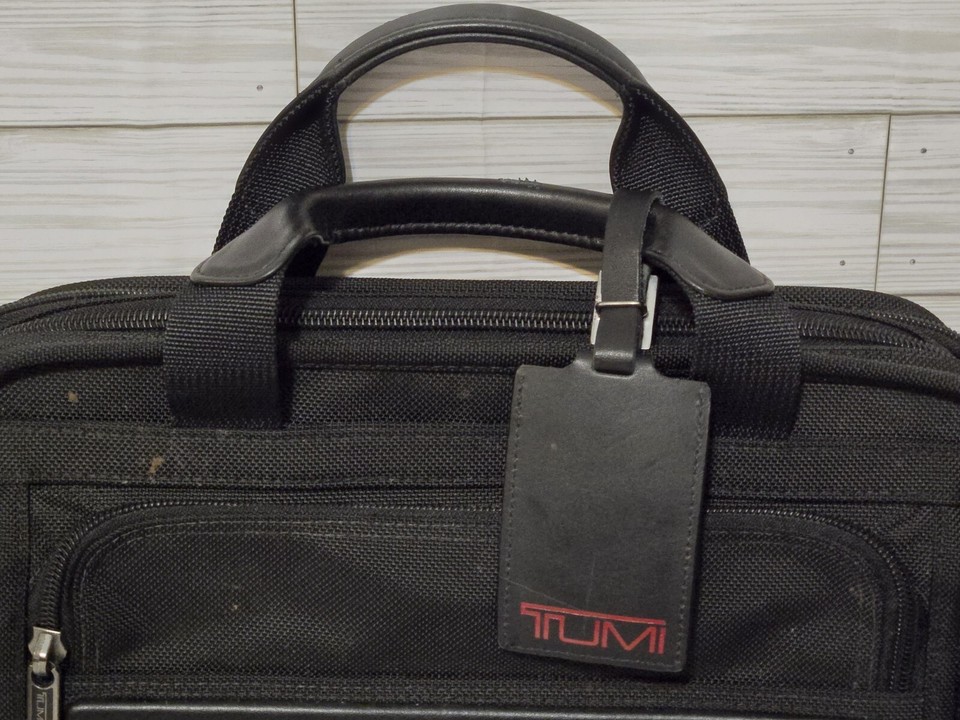 Tumi Laptop Briefcase Expandable Business Bag Leather Handle Ballistic