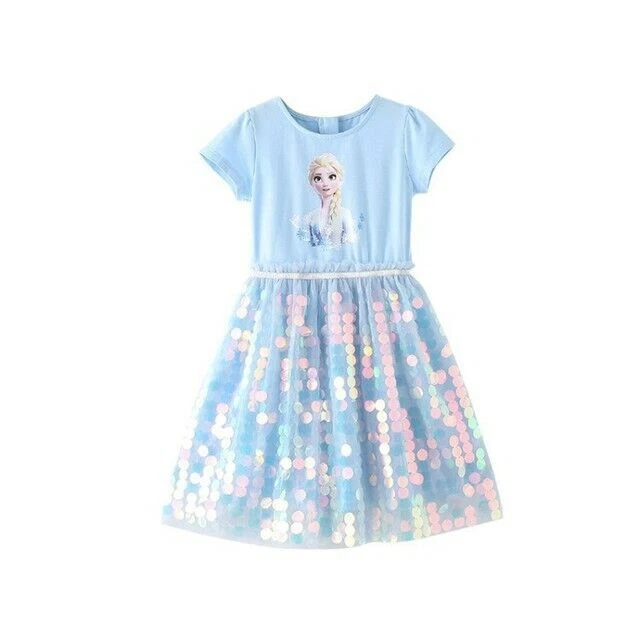 Prinzessin Party Frozen Pailletten Kleid Kostüm Elsa Gefrorene Mädchen Kleider - Bild 2 von 4