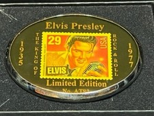 Elvis Presley King Rock N Roll Music Band Fan 1970s NOS Vintage Belt Buckle