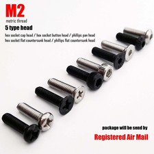 M2 Mini 5 style Hex Socket Allen Phillips Cap Button Pan Flat Head Screw Bolt A2