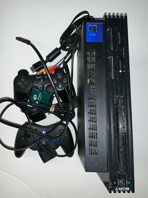 Sony PlayStation 2 Console - Black (SCPH-50001- CONSOLE-2 CONTROLLERS+MEMORY