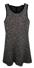 J. Crew~Womens Sz 4~Black & White Wool Bl Tweed Sleeveless Fit & Flare Dress EUC