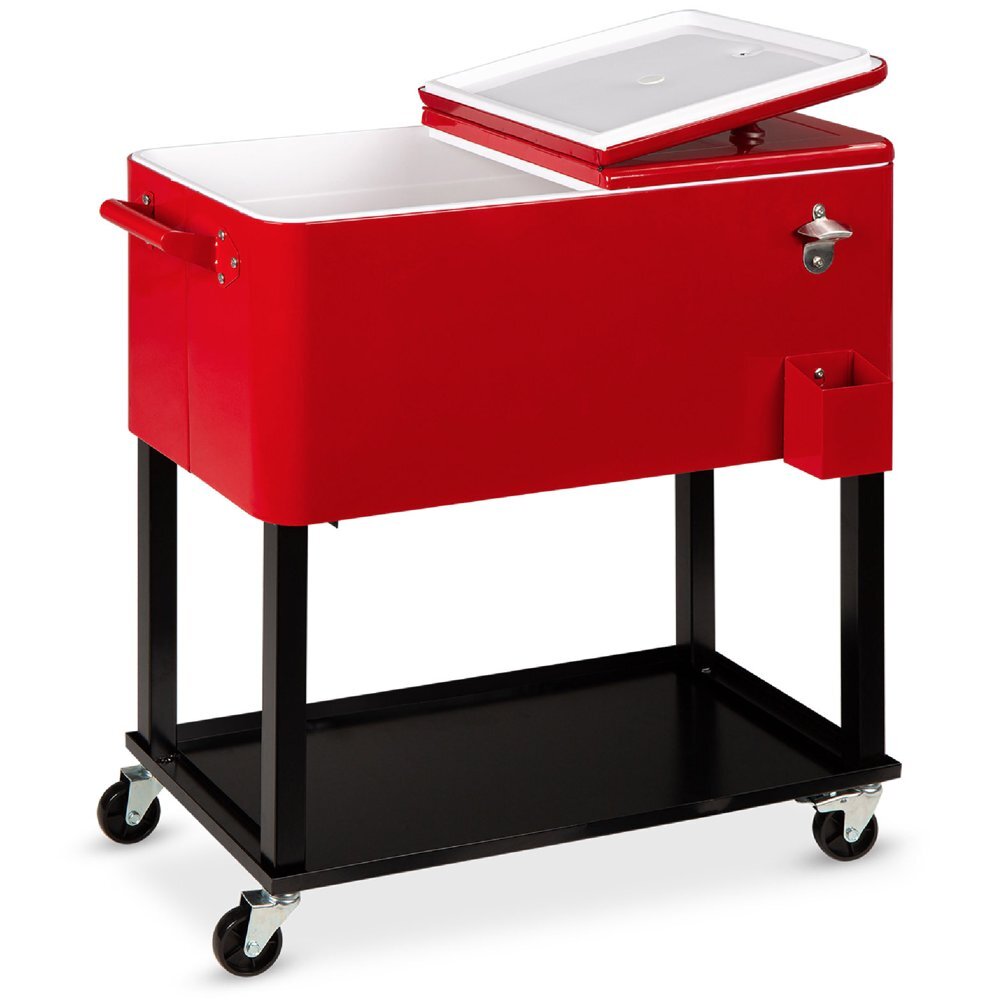 Cart W/ Bottle Opener, Steel W/ Catch Tray, Locking Wheels