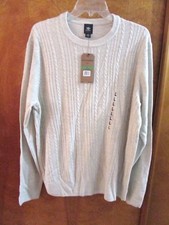 Men's "Dockers"Size XXL, Egret Marl Ivory , Lg Slve, Rd Neck, Cable Stch Sweater