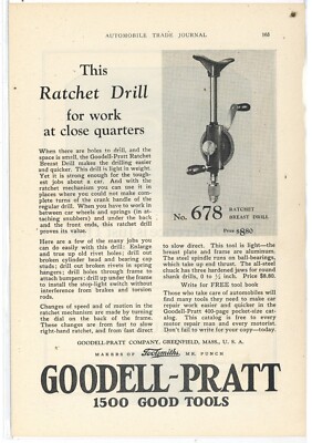 1926 Goodell Pratt Ad: 1500 Good Tools - No. 678 Ratchet Breast Drill