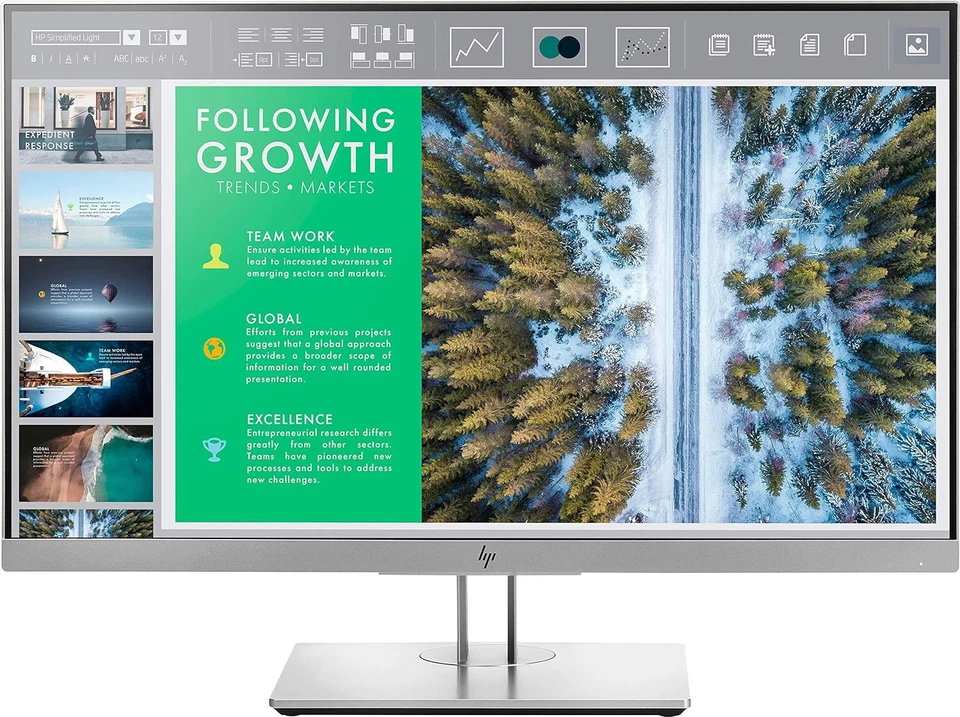 HP EliteDisplay E243 Monitor 24" Widescreen Full HD HDMI schwarz silber LED IPS - Bild 3 von 4
