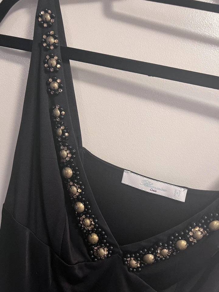 Vestido BLUMARINE CRUISE ITALY Pequeño Negro Giro Sin Mangas Talla S M Y2K Años 90 Foto 3 de 4