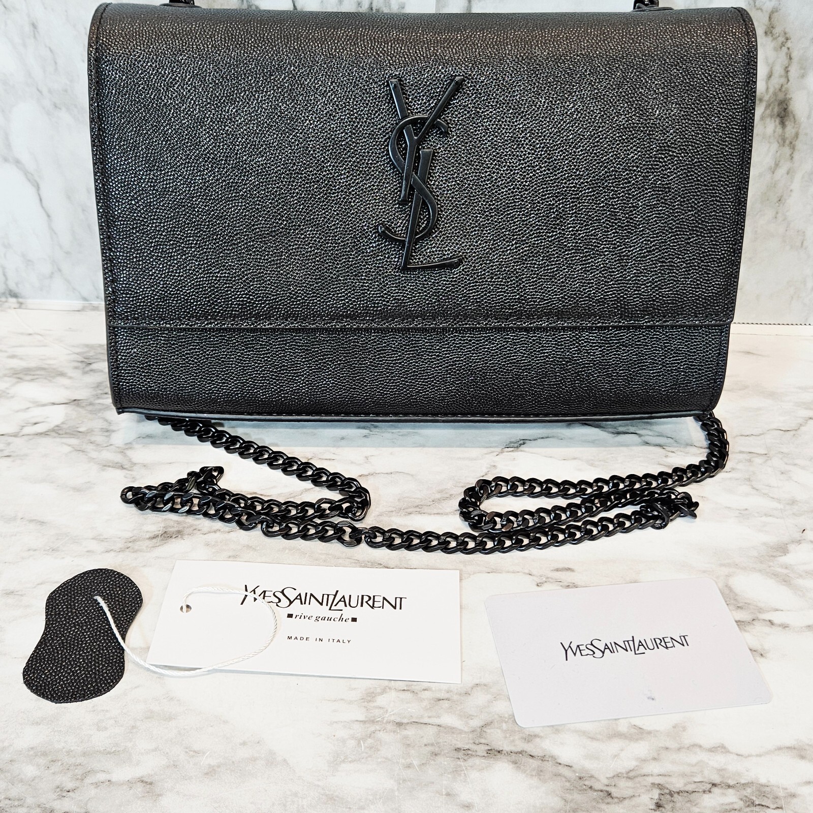 Borsa YSL Yves Saint Laurent Rive Gauche in pelle nera con cinturino a catena Italia