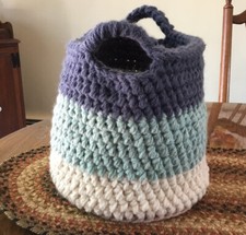 Handmade Crocheted Multi Colored Breckon Basket 9” x 10"