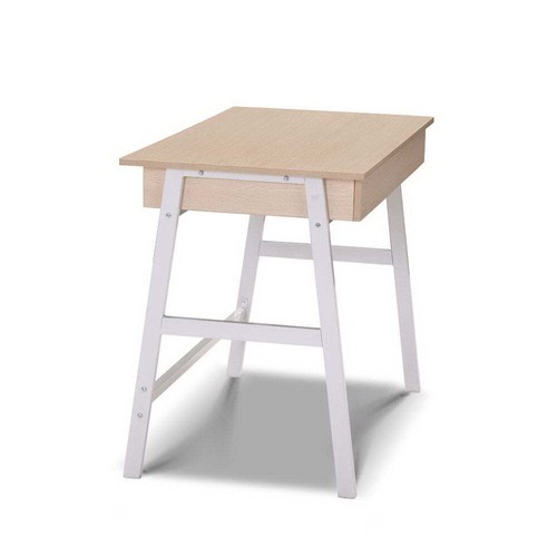 NNEDSZ Metal Desk with Drawer - White with Oak Top - Picture 3 of 7
