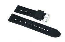 Cinturino per orologio rally forato in silicone nero 22mm caucciu' gomma