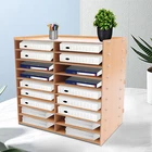 18 Grids Paper Tray Organizer Wood Desktop File Organizer for Home Office School
