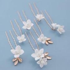 7 Pieces Vintage Gold Leaf Bridal Hair Pins for Women Handmade New 7 pcs