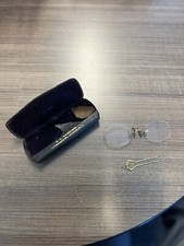 Antique Vintage Pair Of Pince-Nez Spectacles Glasses In Original Case