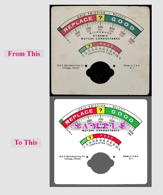 B&K B & K 650 Tube Tester Meter Faceplate ~ Digitally Remastered
