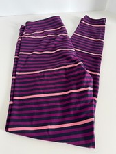 LuLaRoe OS One Size 2-10 Leggings Navy Purple Pink Horizontal Stripes NWOT