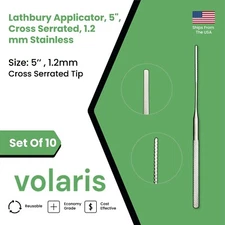 Set of 10 Lathbury Applicators, 5", Cross Serrated, 1.2 mm Stainless
